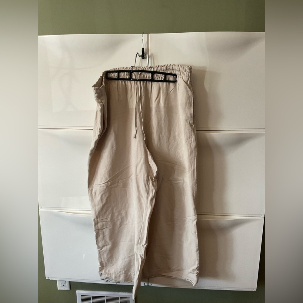 Women Tan Linen Pants